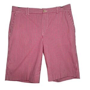 Lauren Ralph Lauren Active Gingham Bermuda Shorts Womens 10 Pink/White Preppy